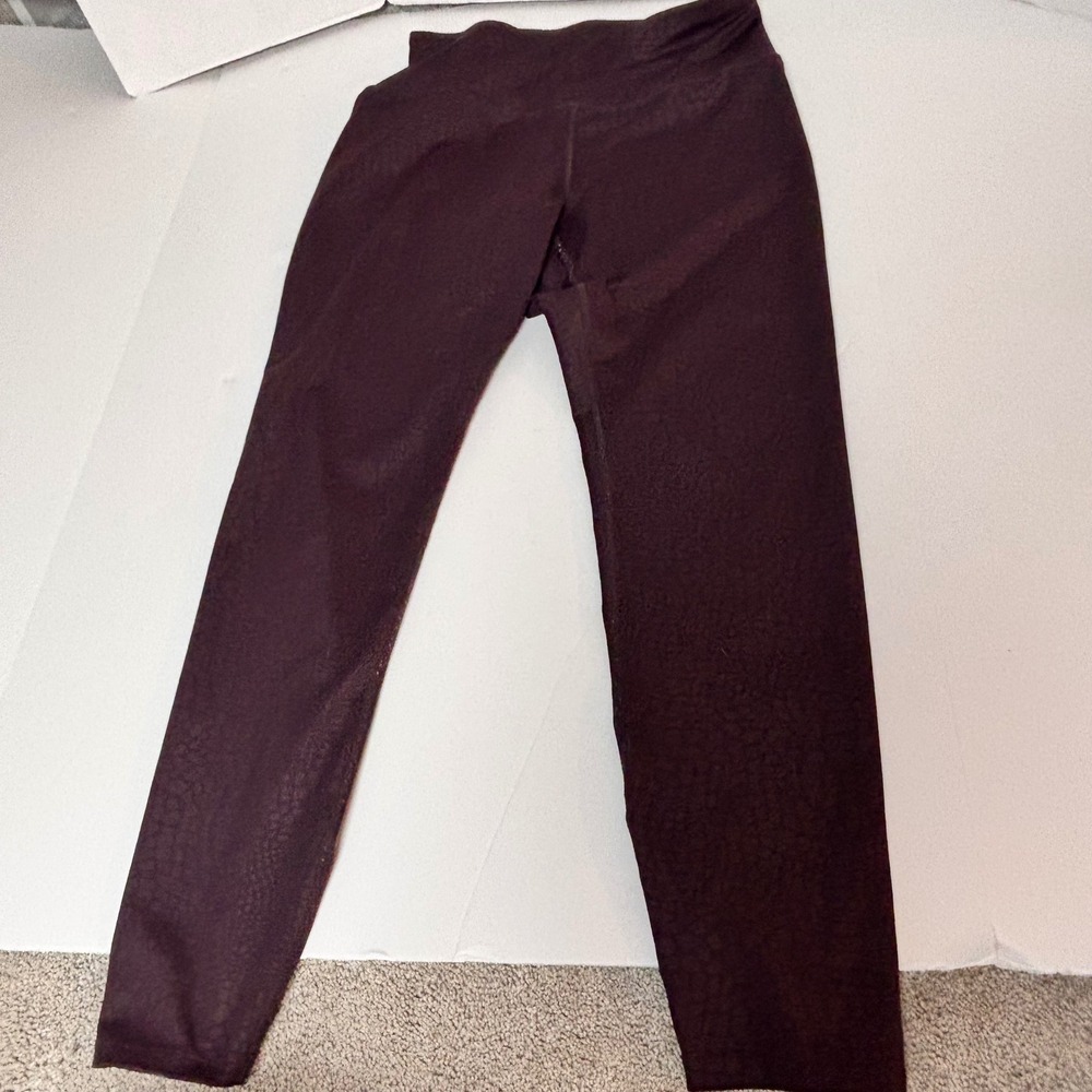 Womens Large Plum Snakeskin Embossed High Rise Leggings Active Yoga Day to NIght